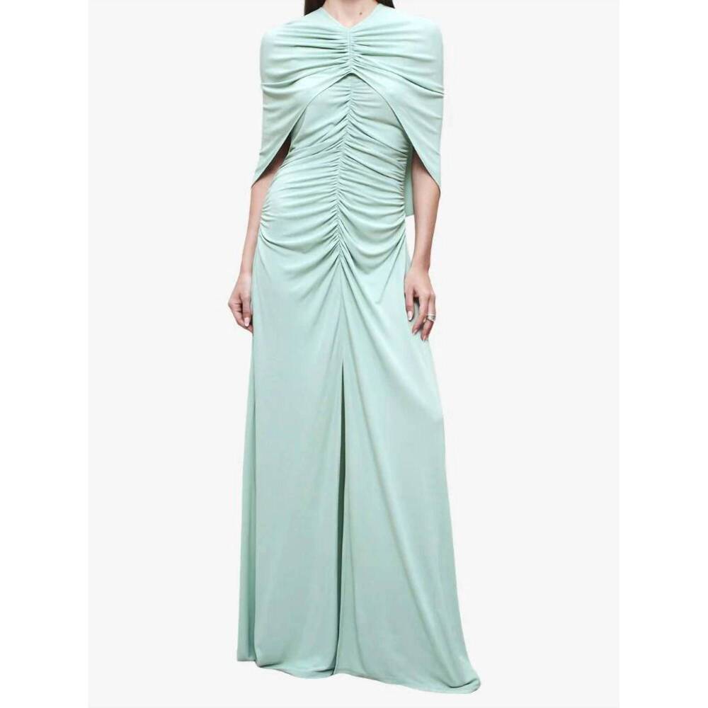 NEW KALLMEYER matilda matte jersey cape gown in jade